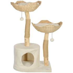 37 Inch Modern Cat Tree w/ Wooden Scratching Posts, Condo, Beds, Cushions, Toy Balls & Anti-Tip Kit