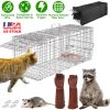 Humane Cat Trap Cage With Waterproof Cover Gloves Catch Release Live Animal Rodent Cage Collapsible Galvanized Wire for Raccoons Beavers Groundhogs Fo