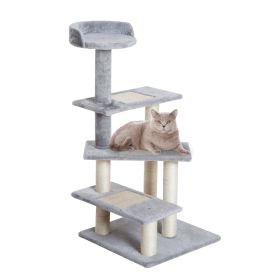 40" 5-Level Revolving Stair Cat Tree Scratcher Climbing Activity Tower with Play Center and Resting Perch - Gray
