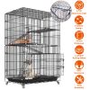 4 Tiers Cat Cage Rolling Metal Cat Playpen Enclosures Cat Kennel House Ferret Crate with 360ockable Wheels 3 Doors 3 Ladders Hammock