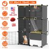 3 Tier Cat Cage Indoor with Litter Box Hammock Detachable Metal Wire Cat Kennel Cat House Cat Enclosure with Ladder for 1-2 Kittens