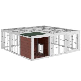 64" Wooden Outdoor Rabbit Hutch Playpen Tortoise House Habitat with Run and Enclosed Cover