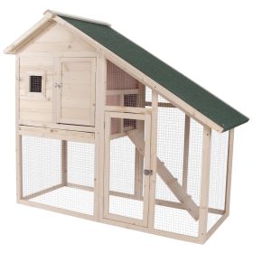 55" L 2-Tier Wooden Rabbit Hutch Bunny Cage