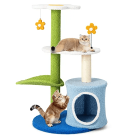 34.5 Inch  4-Tier Cute Cat Tree with Jingling Balls and Condo