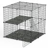 2Tier Cat Cage Playpen Indoor Pet Enclosures Kitten Kennel House Detachable Cat Crate with Climbing Ladder 2 Doors for 1-2 Cats for Ferret Squirrel Sm