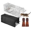 31x12x11” Folding Live Animal Trap Cage With Waterproof Cover And Gloves Humane Easy To Catch And Release Trap For Stray Cats Raccoons Squirrel Skunk