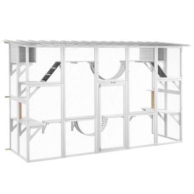 Cat Window Box , Large Catio with Shelves & Bridges, Outside Enclosure for Multiple Cats, White
