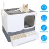 Foldable Cat Litter Box with Lid Enclosed Kitty Litter Box Anti Splashing Cat Toilet Tray with Litter Scoop