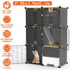 3 Tier Cat Cage Indoor with Litter Box Hammock Detachable Metal Wire Cat Kennel Cat House Cat Enclosure with Ladder for 1-2 Kittens
