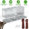 Humane Cat Trap Cage With Gloves Catch Release Live Animal Rodent Cage Collapsible Galvanized Wire for Raccoons Beavers Groundhogs Foxes Armadillos