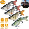 4Pcs 10cm/20g Bass Fishing Lure 6 Segment Multi Jointed Lifelike Fish Lures Sinking Wobbler Swim Bait For Freshwater Saltwater Fishing
