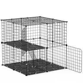 1Pc 2Tier Cat Cage Playpen Indoor Pet Enclosures Kitten Kennel House Detachable Cat Crate With Climbing Ladder 2 Doors For 1 To 2 Cats For Ferret Squi
