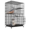 4 Tiers Cat Cage Rolling Metal Cat Playpen Enclosures Cat Kennel House Ferret Crate with 360ockable Wheels 3 Doors 3 Ladders Hammock