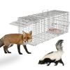 Humane Cat Trap Cage Catch Release Live Animal Rodent Cage Collapsible Galvanized Wire for Raccoons Beavers Groundhogs Foxes Armadillos