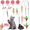 2 Cat Wand Toys with Suction Cup Double Head Interactive Cat Feather Toy 9Pcs Teaser Replacements with Bell Cats Self Playing Hanging Indoor Cat Toy