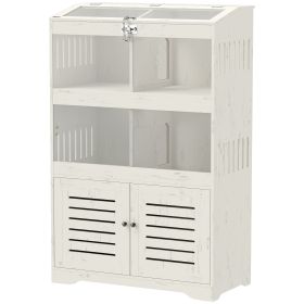 Large Hamster Cage for Multiple Small Pets, Rat Cage with Storage Cabinet, Clear Transparent Panels, Cream White