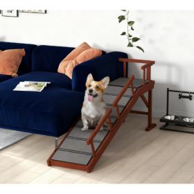 Wooden Dog Ramp With Removable Guardrails