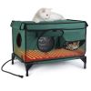 Waterproof Heated Cat Houseõtdoor Weatherproof Insulated Kitty Shelter Feral Cat Heating Bed with Heating Pad Anti-Chew Cord 2 Doors 3 Windows for I