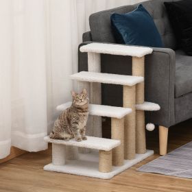 4 Levels Cat Steps with Scratching Posts for High Bed