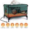 Waterproof Heated Cat Houseõtdoor Weatherproof Insulated Kitty Shelter Feral Cat Heating Bed with Heating Pad Anti-Chew Cord 2 Doors 3 Windows for I