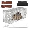 Humane Cat Trap Cage With Waterproof Cover Gloves Catch Release Live Animal Rodent Cage Collapsible Galvanized Wire for Raccoons Beavers Groundhogs Fo