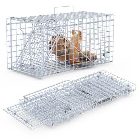 2Pcs 18x8x10In Humane Single Door Live Animal Trap For Spring Summer Collapsible Galvanized Iron Animal Cage Catch And Release For Small Squirrel Racc