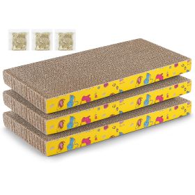 3Pcs Cat Scratcher Pads Scratcher Cardboard Straight Shaped Reversible Cat Scratching Pad w/ Catnip