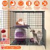 2Tier Cat Cage Playpen Indoor Pet Enclosures Kitten Kennel House Detachable Cat Crate with Climbing Ladder 2 Doors for 1-2 Cats for Ferret Squirrel Sm