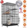 4 Tiers Cat Cage Rolling Metal Cat Playpen Enclosures Cat Kennel House Ferret Crate with 360ockable Wheels 3 Doors 3 Ladders Hammock