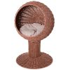 PawHut Elevated Cat Bed, Rotatable Egg Chair Pod, Thick Cushion, Natural Mat Grass Woven Kitty House, Brown