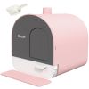 PawHut Covered Cat Litter Box with Lid, Scoop, and Filter, Compact Design, Pink