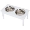 Elevated Pet Bowl 23 Durable Wooden Feeding Station Heavy Duty, White, for Dogs, Cats