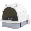 Covered Cat Litter Box with Lid, Scoop, Deodorizing Bags for Odor Control, Privacy, Easy to Clean, Gray