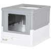 PawHut Fully Enclosed Cat Litter Box, Front Entry, Top Exit, Easy Clean, Gray