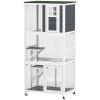 PawHut Outdoor Cat House, Wooden Catio on Wheels, Large Kitten Playpen with Weather Protection Roof, 2 Platforms, Resting Condo, Enter Door 36"L