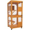 PawHut Wooden Cat House for 1-3 Cats Catio Enclosure on Wheels Easy to Move Orange