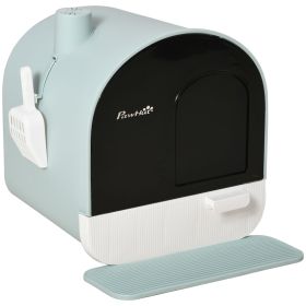 PawHut Covered Cat Litter Box, 17"x17"x18.5", Indoor with Lid, Tray, Scoop, Filter, Green