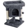 2-Level Cat Tree Condo Tower with Plush Perch;  Dark Gray