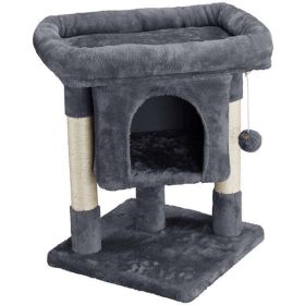 2-Level Cat Tree Condo Tower with Plush Perch;  Dark Gray