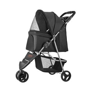 VEVOR Pet Stroller, 35 lbs Weight Capacity, Foldable Dog Stroller Cart, 3 Wheels Cats Stroller with Mesh Windows and Cup Holders