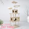 Cat Tree 71.7-Inch Tall Modern Cat Tower for Large Indoor Cats, Multi-Level Cat Condo with Caves, Dome, 4 Scratching Posts