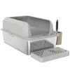Stainless Steel Litter Box with Metal Scoop & Scoop Holder, High Sided, Anti-Urine Leakage, Non-Sticky