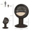 27 Elevated Cat Bed Rotatable Egg Chair Pod Thick Cushion Natural Mat Grass Woven Coffee