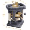 2-Level Cat Tree Condo Tower with Plush Perch;  Dark Gray