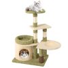 38 Inch Tall Multi-Level Aesthetic Kitten Tower with Condo and Bed