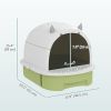 Cat Litter Box with Lid, Front Door Flap, Scoop, Handle, Easy Clean, for Small and Medium Cats, Green