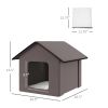 PawHut Heated Cat Houses for Outdoor and Indoor, Portable Kitty Shelter for Multiple Cats, Brown