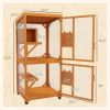 PawHut Wooden Cat House for 1-3 Cats Catio Enclosure on Wheels Easy to Move Orange