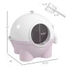 PawHut Large Hooded Cat Litter Box with Lid, Scoop, Leaking Sand Pedal, Top Handle, Light Pink