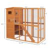 PawHut Outdoor Cat House Catio Wooden Feral Cat Shelter with Door Weather-Resistant Asphalt Roof 77 L Natural